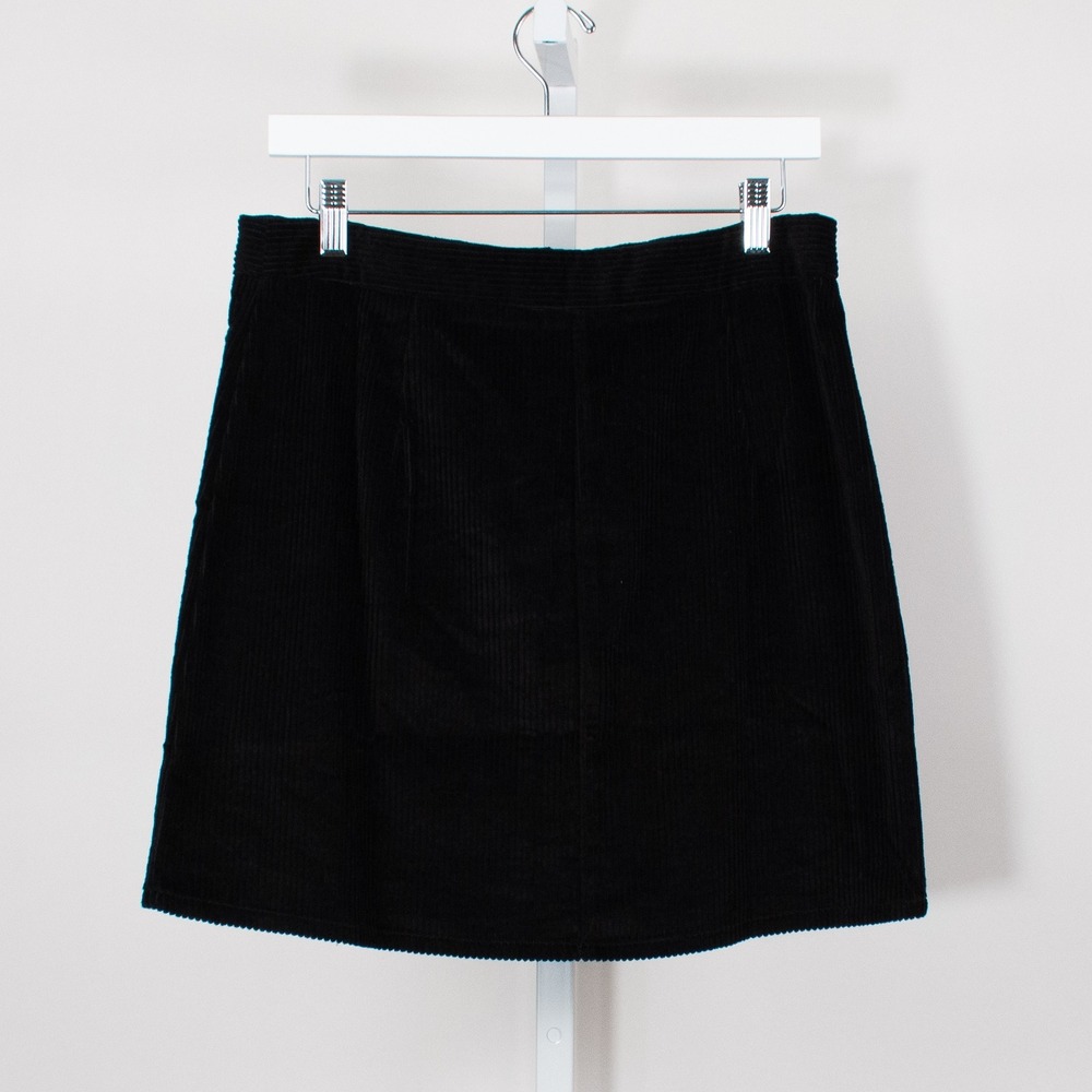 She Sky Black Corduroy Button Front A Line Mini Skirt Women's Size L - Picture 2 of 9